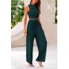 imagePRETTYGARDEN 2 Piece Sets for Women Summer Casual 2026 Spring Sleeveless Tank Ribbed Travel Vacation Lounge Wear OutfitsDark Green