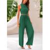 imagePRETTYGARDEN 2 Piece Sets for Women Summer Casual 2026 Spring Sleeveless Tank Ribbed Travel Vacation Lounge Wear OutfitsGreen