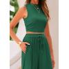 imagePRETTYGARDEN 2 Piece Sets for Women Summer Casual 2026 Spring Sleeveless Tank Ribbed Travel Vacation Lounge Wear OutfitsGreen