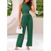 imagePRETTYGARDEN 2 Piece Sets for Women Summer Casual 2026 Spring Sleeveless Tank Ribbed Travel Vacation Lounge Wear OutfitsGreen