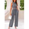 imagePRETTYGARDEN 2 Piece Sets for Women Summer Casual 2026 Spring Sleeveless Tank Ribbed Travel Vacation Lounge Wear OutfitsGrey