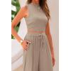 imagePRETTYGARDEN 2 Piece Sets for Women Summer Casual 2026 Spring Sleeveless Tank Ribbed Travel Vacation Lounge Wear OutfitsKhaki