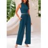imagePRETTYGARDEN 2 Piece Sets for Women Summer Casual 2026 Spring Sleeveless Tank Ribbed Travel Vacation Lounge Wear OutfitsLake Blue