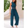 imagePRETTYGARDEN 2 Piece Sets for Women Summer Casual 2026 Spring Sleeveless Tank Ribbed Travel Vacation Lounge Wear OutfitsLake Blue