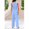 imagePRETTYGARDEN 2 Piece Sets for Women Summer Casual 2026 Spring Sleeveless Tank Ribbed Travel Vacation Lounge Wear OutfitsLight Blue