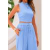imagePRETTYGARDEN 2 Piece Sets for Women Summer Casual 2026 Spring Sleeveless Tank Ribbed Travel Vacation Lounge Wear OutfitsLight Blue