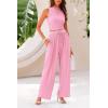 imagePRETTYGARDEN 2 Piece Sets for Women Summer Casual 2026 Spring Sleeveless Tank Ribbed Travel Vacation Lounge Wear OutfitsLight Pink