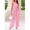 imagePRETTYGARDEN 2 Piece Sets for Women Summer Casual 2026 Spring Sleeveless Tank Ribbed Travel Vacation Lounge Wear OutfitsLight Pink