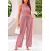 imagePRETTYGARDEN 2 Piece Sets for Women Summer Casual 2026 Spring Sleeveless Tank Ribbed Travel Vacation Lounge Wear OutfitsPink