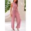 imagePRETTYGARDEN 2 Piece Sets for Women Summer Casual 2026 Spring Sleeveless Tank Ribbed Travel Vacation Lounge Wear OutfitsPink