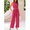 imagePRETTYGARDEN 2 Piece Sets for Women Summer Casual 2026 Spring Sleeveless Tank Ribbed Travel Vacation Lounge Wear OutfitsRose Red