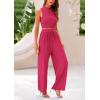 imagePRETTYGARDEN 2 Piece Sets for Women Summer Casual 2026 Spring Sleeveless Tank Ribbed Travel Vacation Lounge Wear OutfitsRose Red
