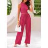 imagePRETTYGARDEN 2 Piece Sets for Women Summer Casual 2026 Spring Sleeveless Tank Ribbed Travel Vacation Lounge Wear OutfitsRose Red