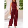 imagePRETTYGARDEN 2 Piece Sets for Women Summer Casual 2026 Spring Sleeveless Tank Ribbed Travel Vacation Lounge Wear OutfitsWine Red