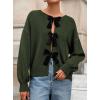 imagePRETTYGARDEN Cardigan Sweaters for Women Fall Fashion 2026 Bow Tie Front Long Sleeve Knit Sweater Tops Cute Winter ClothesArmy Green