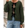 imagePRETTYGARDEN Cardigan Sweaters for Women Fall Fashion 2026 Bow Tie Front Long Sleeve Knit Sweater Tops Cute Winter ClothesArmy Green