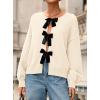 imagePRETTYGARDEN Cardigan Sweaters for Women Fall Fashion 2026 Bow Tie Front Long Sleeve Knit Sweater Tops Cute Winter ClothesBeige
