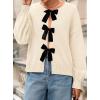 imagePRETTYGARDEN Cardigan Sweaters for Women Fall Fashion 2026 Bow Tie Front Long Sleeve Knit Sweater Tops Cute Winter ClothesBeige