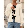 imagePRETTYGARDEN Cardigan Sweaters for Women Fall Fashion 2026 Bow Tie Front Long Sleeve Knit Sweater Tops Cute Winter ClothesBeige
