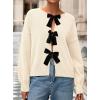 imagePRETTYGARDEN Cardigan Sweaters for Women Fall Fashion 2026 Bow Tie Front Long Sleeve Knit Sweater Tops Cute Winter ClothesBeige