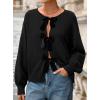 imagePRETTYGARDEN Cardigan Sweaters for Women Fall Fashion 2026 Bow Tie Front Long Sleeve Knit Sweater Tops Cute Winter ClothesBlack