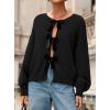 imagePRETTYGARDEN Cardigan Sweaters for Women Fall Fashion 2026 Bow Tie Front Long Sleeve Knit Sweater Tops Cute Winter ClothesBlack