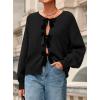 imagePRETTYGARDEN Cardigan Sweaters for Women Fall Fashion 2026 Bow Tie Front Long Sleeve Knit Sweater Tops Cute Winter ClothesBlack