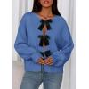imagePRETTYGARDEN Cardigan Sweaters for Women Fall Fashion 2026 Bow Tie Front Long Sleeve Knit Sweater Tops Cute Winter ClothesBlue