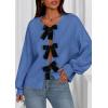 imagePRETTYGARDEN Cardigan Sweaters for Women Fall Fashion 2026 Bow Tie Front Long Sleeve Knit Sweater Tops Cute Winter ClothesBlue