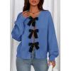 imagePRETTYGARDEN Cardigan Sweaters for Women Fall Fashion 2026 Bow Tie Front Long Sleeve Knit Sweater Tops Cute Winter ClothesBlue