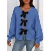 imagePRETTYGARDEN Cardigan Sweaters for Women Fall Fashion 2026 Bow Tie Front Long Sleeve Knit Sweater Tops Cute Winter ClothesBlue