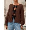imagePRETTYGARDEN Cardigan Sweaters for Women Fall Fashion 2026 Bow Tie Front Long Sleeve Knit Sweater Tops Cute Winter ClothesBrown