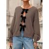 imagePRETTYGARDEN Cardigan Sweaters for Women Fall Fashion 2026 Bow Tie Front Long Sleeve Knit Sweater Tops Cute Winter ClothesCoffee