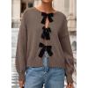 imagePRETTYGARDEN Cardigan Sweaters for Women Fall Fashion 2026 Bow Tie Front Long Sleeve Knit Sweater Tops Cute Winter ClothesCoffee