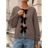 imagePRETTYGARDEN Cardigan Sweaters for Women Fall Fashion 2026 Bow Tie Front Long Sleeve Knit Sweater Tops Cute Winter ClothesCoffee