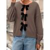 imagePRETTYGARDEN Cardigan Sweaters for Women Fall Fashion 2026 Bow Tie Front Long Sleeve Knit Sweater Tops Cute Winter ClothesCoffee