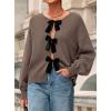 imagePRETTYGARDEN Cardigan Sweaters for Women Fall Fashion 2026 Bow Tie Front Long Sleeve Knit Sweater Tops Cute Winter ClothesCoffee