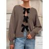 imagePRETTYGARDEN Cardigan Sweaters for Women Fall Fashion 2026 Bow Tie Front Long Sleeve Knit Sweater Tops Cute Winter ClothesCoffee