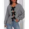 imagePRETTYGARDEN Cardigan Sweaters for Women Fall Fashion 2026 Bow Tie Front Long Sleeve Knit Sweater Tops Cute Winter ClothesGrey