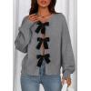 imagePRETTYGARDEN Cardigan Sweaters for Women Fall Fashion 2026 Bow Tie Front Long Sleeve Knit Sweater Tops Cute Winter ClothesGrey