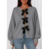 imagePRETTYGARDEN Cardigan Sweaters for Women Fall Fashion 2026 Bow Tie Front Long Sleeve Knit Sweater Tops Cute Winter ClothesGrey