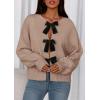 imagePRETTYGARDEN Cardigan Sweaters for Women Fall Fashion 2026 Bow Tie Front Long Sleeve Knit Sweater Tops Cute Winter ClothesKhaki