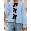 imagePRETTYGARDEN Cardigan Sweaters for Women Fall Fashion 2026 Bow Tie Front Long Sleeve Knit Sweater Tops Cute Winter ClothesLight Blue