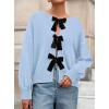 imagePRETTYGARDEN Cardigan Sweaters for Women Fall Fashion 2026 Bow Tie Front Long Sleeve Knit Sweater Tops Cute Winter ClothesLight Blue