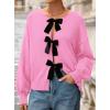 imagePRETTYGARDEN Cardigan Sweaters for Women Fall Fashion 2026 Bow Tie Front Long Sleeve Knit Sweater Tops Cute Winter ClothesPink