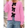 imagePRETTYGARDEN Cardigan Sweaters for Women Fall Fashion 2026 Bow Tie Front Long Sleeve Knit Sweater Tops Cute Winter ClothesPink