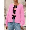 imagePRETTYGARDEN Cardigan Sweaters for Women Fall Fashion 2026 Bow Tie Front Long Sleeve Knit Sweater Tops Cute Winter ClothesPink