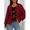 imagePRETTYGARDEN Cardigan Sweaters for Women Fall Fashion 2026 Bow Tie Front Long Sleeve Knit Sweater Tops Cute Winter ClothesRed