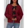 imagePRETTYGARDEN Cardigan Sweaters for Women Fall Fashion 2026 Bow Tie Front Long Sleeve Knit Sweater Tops Cute Winter ClothesRed