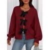 imagePRETTYGARDEN Cardigan Sweaters for Women Fall Fashion 2026 Bow Tie Front Long Sleeve Knit Sweater Tops Cute Winter ClothesRed